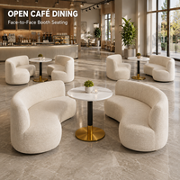 Ensemble de sièges en arc avec table ronde en pierre pour restaurant, ensemble de banquettes modernes pour café et hôtel