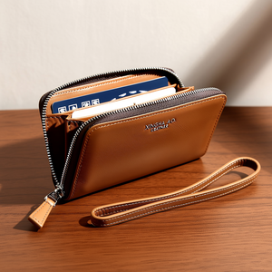 Cao cấp chính hãng da của phụ nữ dài và thời trang đôi dây kéo công suất lớn đồng xu Ví chủ thẻ Wristlet - Product Image 5