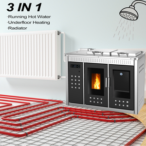 Poêle à granulés de bois moderne autonome sans fumée GT2501A 3 en 1, <span class=keywords><strong>chauffage</strong></span> <span class=keywords><strong>central</strong></span> à eau, chaudière à granulés, cuisinière - Product Image 2