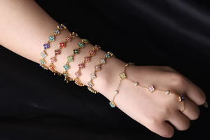 <span class=keywords><strong>Bracciale</strong></span> Fai-da-Te all'Ingrosso in Stile Europeo e Americano, Lusso Leggero, Acciaio Inossidabile, Zirconi Colorati a Forma di Pianta - Product Image 6