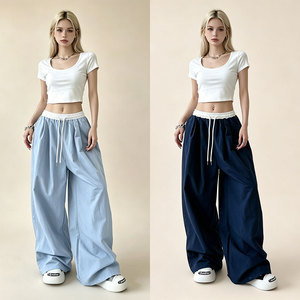 <span class=keywords><strong>Pantaloni</strong></span> Cargo Estivi da Donna American Street Traspiranti a Vita Media con Coulisse Vestibilità Ampia 100% Nylon - Outfit alla Moda - Product Image 2