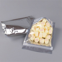 Sachets d'emballage alimentaire transparents à l'avant et aluminisés à l'arrière, en plastique et feuille d'aluminium, avec fermeture éclair, sachets à fond plat avec face transparente