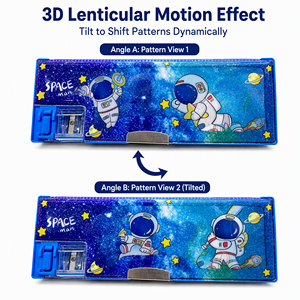 <span class=keywords><strong>Astuccio</strong></span> 3D Lenticolare per Bambini, Portamatite Multifunzionale in Plastica <span class=keywords><strong>con</strong></span> Temperino, Chiusura Magnetica, Grande Capacità - Product Image 3