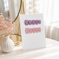 Lot de 10 faux ongles carrés courts à presser, motif léopard œil de chat, violet et rose mélangés, couverture complète, pour femmes