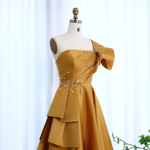 S1584N Elegante <span class=keywords><strong>Abito</strong></span> da Sera Monospalla in Raso Dorato per Donna, Stile Dubai, <span class=keywords><strong>Rosa</strong></span> Lilla, Lunghezza a Terra per Matrimoni e Feste - Product Image 5