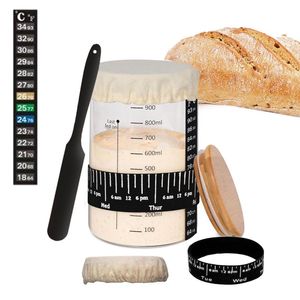 Hot Selling Sourdough Starter Kit with Glass <b>Jar</b> Lid Thermometer Silicone Scraper Cloth Cover-<b>for</b> Bread Baking - Product Image 2