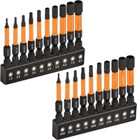 Jeu de 20 embouts de clé Allen hexagonale à percussion (métrique/SAE) avec tige hexagonale de 1/4 po en acier allié S2, pointes usinées CNC, boîte de rangement
