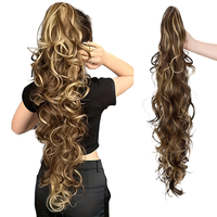 Nouvelle perruque pour femme de style européen et américain, queue de cheval bouclée naturelle, extension de queue de cheval tressée à pince, ondulée et haute