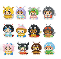 Vente en gros de figurines d'action mignonnes en briques de construction de la série Cartoon Bee Insect Elf, jouet éducatif à assembler soi-même, cadeau pour enfants