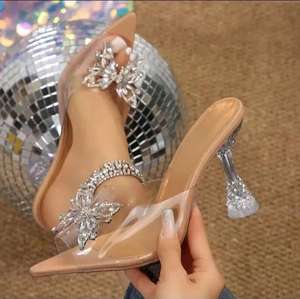 2025 estate moda moda donna punta aperta <span class=keywords><strong>tacchi</strong></span> alti con chiusura a righe a righe con Zip sandali con tacco chiaro <span class=keywords><strong>Beige</strong></span> a tacco alto a metà altezza - Product Image 2