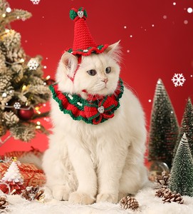 Accessori di abbigliamento per animali domestici rosso verde ornamenti per collare di natale elasticità per cani e gatti - Product Image 1
