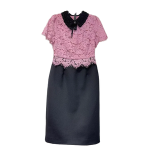 Robe Midi Moulante Taille Empire XXL Printemps-Été 2025 pour Femme, Col Rabattu, Patchwork, Perles et Dentelle au Crochet pour Soirée Cocktail - Product Image 1