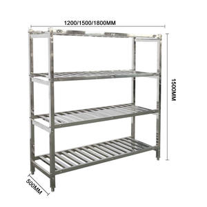 VICTORY KITCHEN Venta caliente 201 304 Estante de diamante de acero inoxidable con 4 estantes para almacenamiento y colocación de cocina de restaurante - Product Image 1