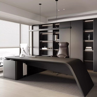 Bureau de direction moderne en forme de L, table de PDG avec armoire latérale, mobilier de bureau minimaliste de luxe pour projet de bureau d'entreprise