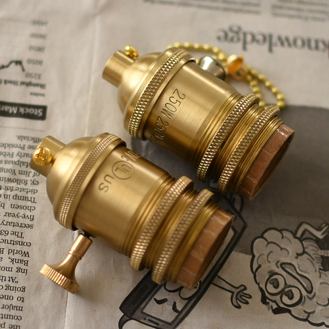 E26/E27 US Standard for Certified Pure Copper Full Thread Double Ring Screw Vintage Edison Pendant & Table Lamp Base
