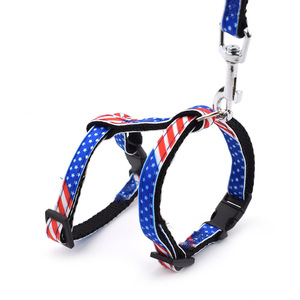 Harnais en nylon à carreaux pour animaux de compagnie, motif dessin animé tendance, harnais de marche réglable pour chat et chien avec laisse - Product Image 5
