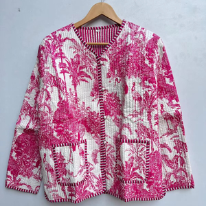 Veste en coton à imprimé en bloc, veste réversible pour femmes, cadeaux pour elle, vêtements de soirée, manteau matelassé, veste faite à la main, cadeaux de mariage - Product Image 1