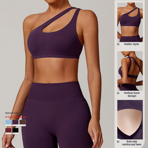 Nouveau 2025 Soutien-gorge de sport à une épaule, dos élégant, effet seconde peau, séchage rapide, extensible, pour yoga, course, gym, grandes tailles - Product Image 4