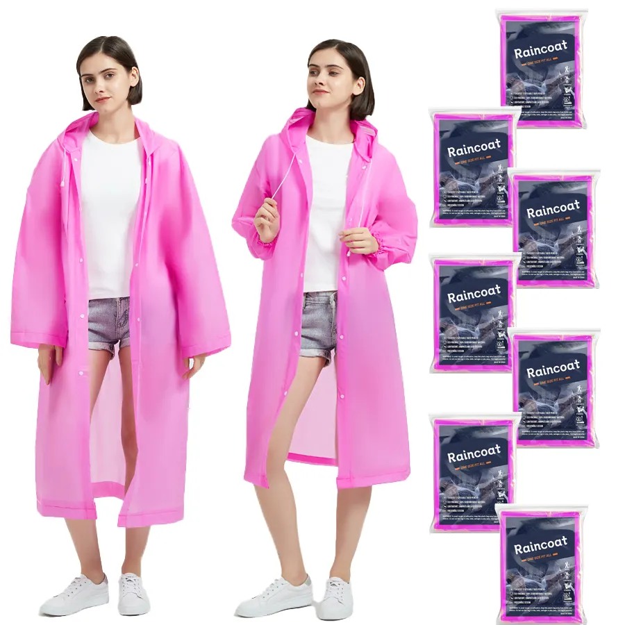 Custom Logo Package Transparent Long Portable PEVA EVA Rainwear Rain Poncho Waterproof Raincoat Waterproof Rain Coat Waterproof