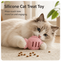 Jouet à mâcher en silicone de qualité alimentaire CWM en forme de poisson pour chat, durable pour le nettoyage dentaire et le soulagement de l'ennui