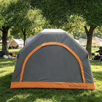 Tente de camping populaire en tissu Oxford PVC gris et orange avec fenêtre moustiquaire, tente de toit de voiture gonflable avec matelas gonflable