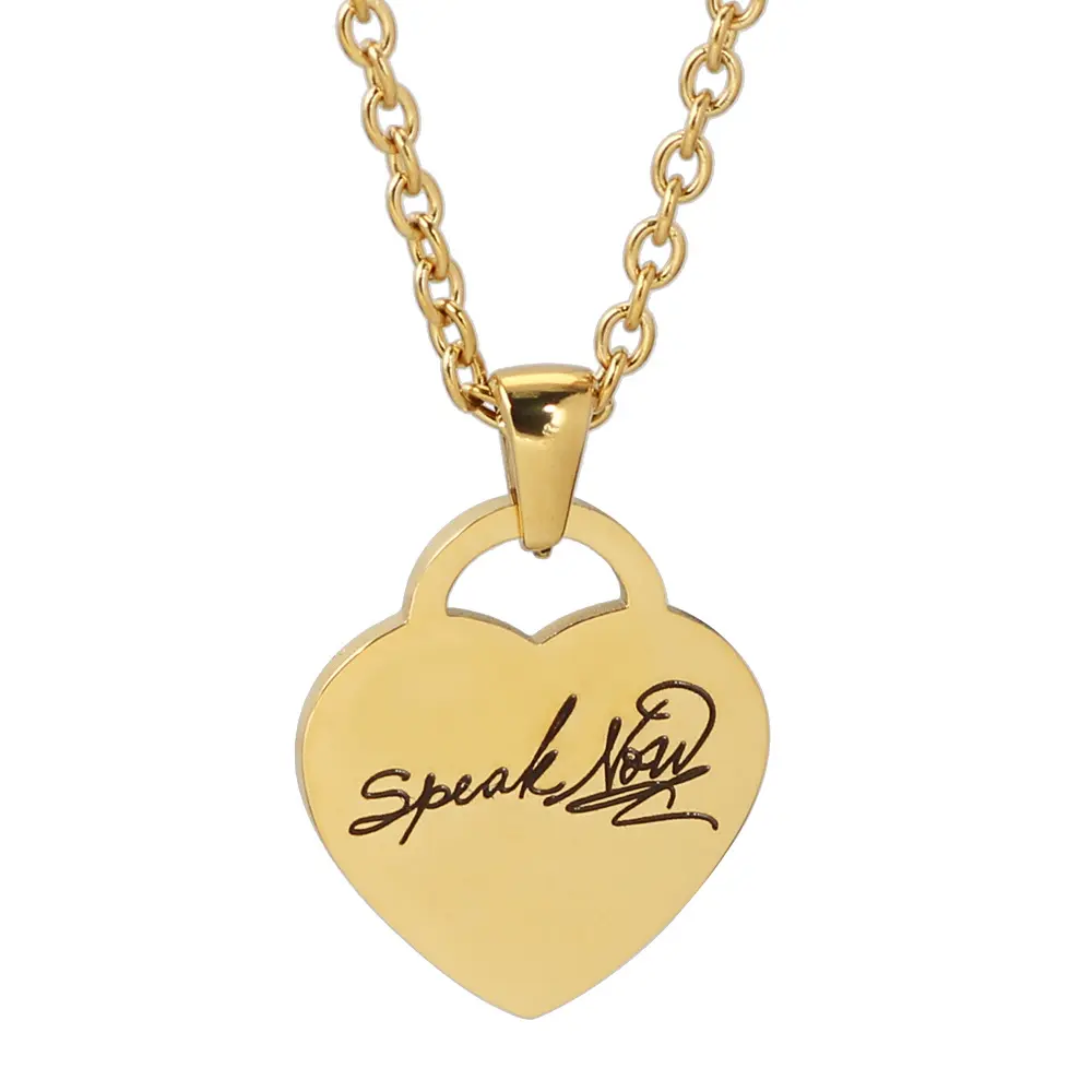 Hot trend new styleStainless Steel Heart Pendant Gold Plated Heart Padlock Necklace for Women