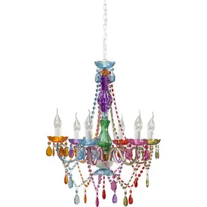 Decoración de bodas Venta caliente lámpara colgante estrellas Arco Iris 6-ramificados candelabro de cristal moderno
