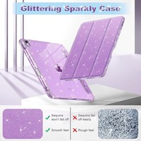 Compatible avec iPad A16 11e génération 11 pouces 2025, étui pour iPad, coque scintillante avec dos transparent brillant, porte-crayon
