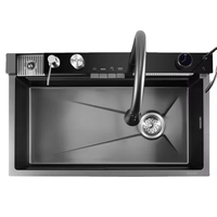 Évier de Cuisine Intelligent Édition 2025 avec Affichage Numérique LED, Multifonction Moderne, Cascade, en Acier Inoxydable