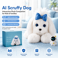 POPKUKU AI Scruffy Dog Peluche Intelligente en Coton PP, Clonage Vocal en 80 Langues, Compagnon Émotionnel et Doudou pour Anniversaire et Cadeau