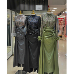 ชุดราตรีนางเงือกเปิดไหล่สำหรับผู้หญิงชุดราตรีประดับลูกปัดสำหรับงานเลี้ยงค็อกเทลงานราตรีสุดเซ็กซี่ - Product Image 2