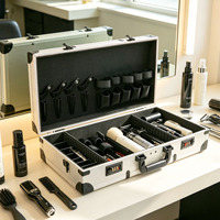 Mallette de barbier professionnelle, mallette de transport portable pour styliste de salon, boîte organisatrice d'outils de coupe de cheveux avec serrure à code