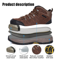 Chaussures de sécurité légères en daim avec embout en acier, semelle intermédiaire en Kevlar et semelle extérieure antidérapante en MD pour l'industrie légère et les ateliers (vente en gros)