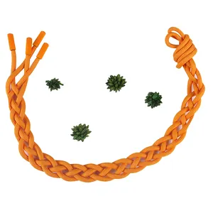 Grosir dikepang berwarna poliester Hoodie menarik kabel Bespoke garmen aksesoris oranye bulat tali dengan ujung logam
