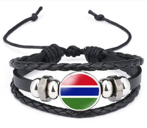 Venta directa de fábrica-Guinea-Bissau Bandera nacional Patrón Tiempo Gema Pulsera de cuero para hombres Pulseras negras - Product Image 2