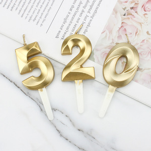 3D Gold Number Candles Large Metallic Birthday <b>Cake</b> <b>Decorations</b> Party <b>Supplies</b> For Birthdays - Product Image 3
