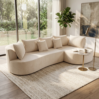 Canapé d'angle sectionnel moderne de luxe trois places en velours pour appartement et hôtel, salon inclinable en mousse sans armature