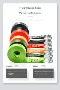 <span class=keywords><strong>Sangle</strong></span> d'arrimage à <span class=keywords><strong>cliquet</strong></span> TIANMA TM-01 de 1 pouce pour moto, avec boucle à came et double crochet en J, en polyester, résistance à la rupture, largeur 25 mm - Product Image 3