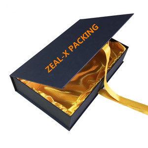 Caja de embalaje de regalo de extensión de cabello negro plegable de cinta ecológica personalizada de lujo con cinta de color do - Product Image 4