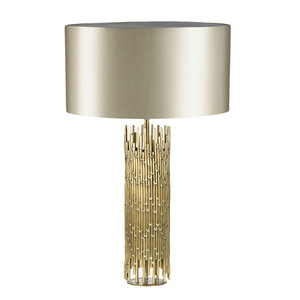 Đèn Bàn Sắt Rèn Hiện Đại Đèn Đá Cẩm Thạch Màu Đồng Cho Phòng Ngủ Đèn Bàn Kiểu Bắc Âu Thép Không Gỉ Đế Vuông Màu Vàng - Product Image 1