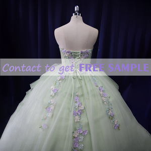 <span class=keywords><strong>Vestido</strong></span> de Quinceañera TEENYEE, Estilo Princesa, Satinado, Color <span class=keywords><strong>Verde</strong></span> Claro, con Lentejuelas, Apliques de Flores 3D y Pedrería - Product Image 5