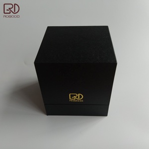Rogood กล่องของขวัญกระดาษแข็งสำหรับน้ำหอม/RGD-<span class=keywords><strong>P2122</strong></span>เทียนพร้อมกรอบสีทองทรงสี่เหลี่ยมเปิดฝาสีดำสนิท - Product Image 3