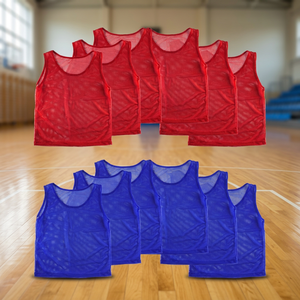 Chalecos de Entrenamiento de Fútbol de Malla Roja y Azul, Unisex, Transpirables, 100% Poliéster, Talla Adulto, Camiseta Deportiva sin Mangas - Product Image 4