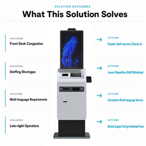 Solution tout-en-un pour kiosque d'enregistrement en libre-service pour hôtel, distributeur de cartes-clés de chambre d'hôtel, fabricant de kiosque de paiement avec recycleur de billets - Product Image 3