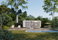 Mini hôtel extérieur moderne de luxe 2024, maison préfabriquée en conteneur en acier avec cuisine W3