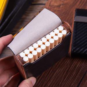 Bagsplaza Usine En Gros Hommes Femmes Minimaliste En Bois Vintage En Cuir Pu Magnétique Fermé Étui À Cigarettes - Product Image 3