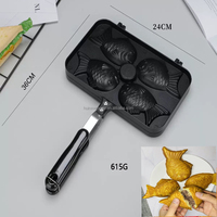 Poêle à Taiyaki 2, 3 ou 4 poissons, antiadhésive, pour gaufres, mini-œufs et crêpes, ensemble de cuisson