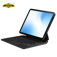 Clavier magnétique détachable pour iPad 11'' avec pavé tactile et rétroéclairage 7 couleurs, disposition UK/US, 64 touches, support pour stylet, emballage personnalisé avec logo