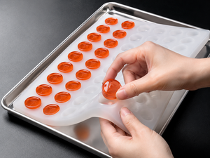 Moule en silicone personnalisé pour bonbons gélifiés avec logo TH, qualité alimentaire platine, compatible FDA LFGB, pour fabricant de suppléments OEM - Product Image 4