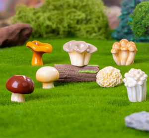 Resina in miniatura simpatico cartone animato Shiitake enoki re ostrica funghi ostrica spugnole fungo bianco fungo nero fata ornamenti da giardino - Product Image 3